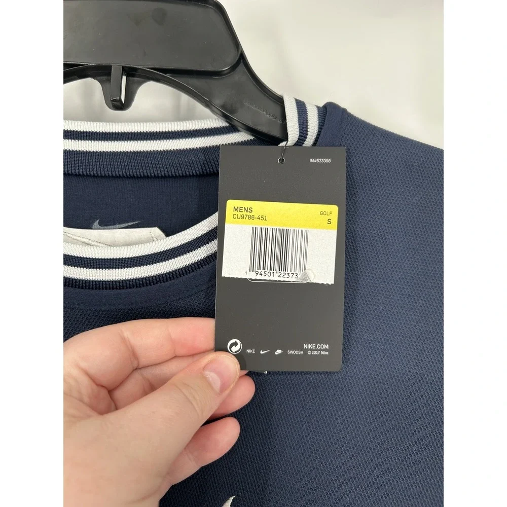 Nike Golf Top Men Small Navy Crewneck Sweatshirt Long Sleeve Pullover CU9786-451